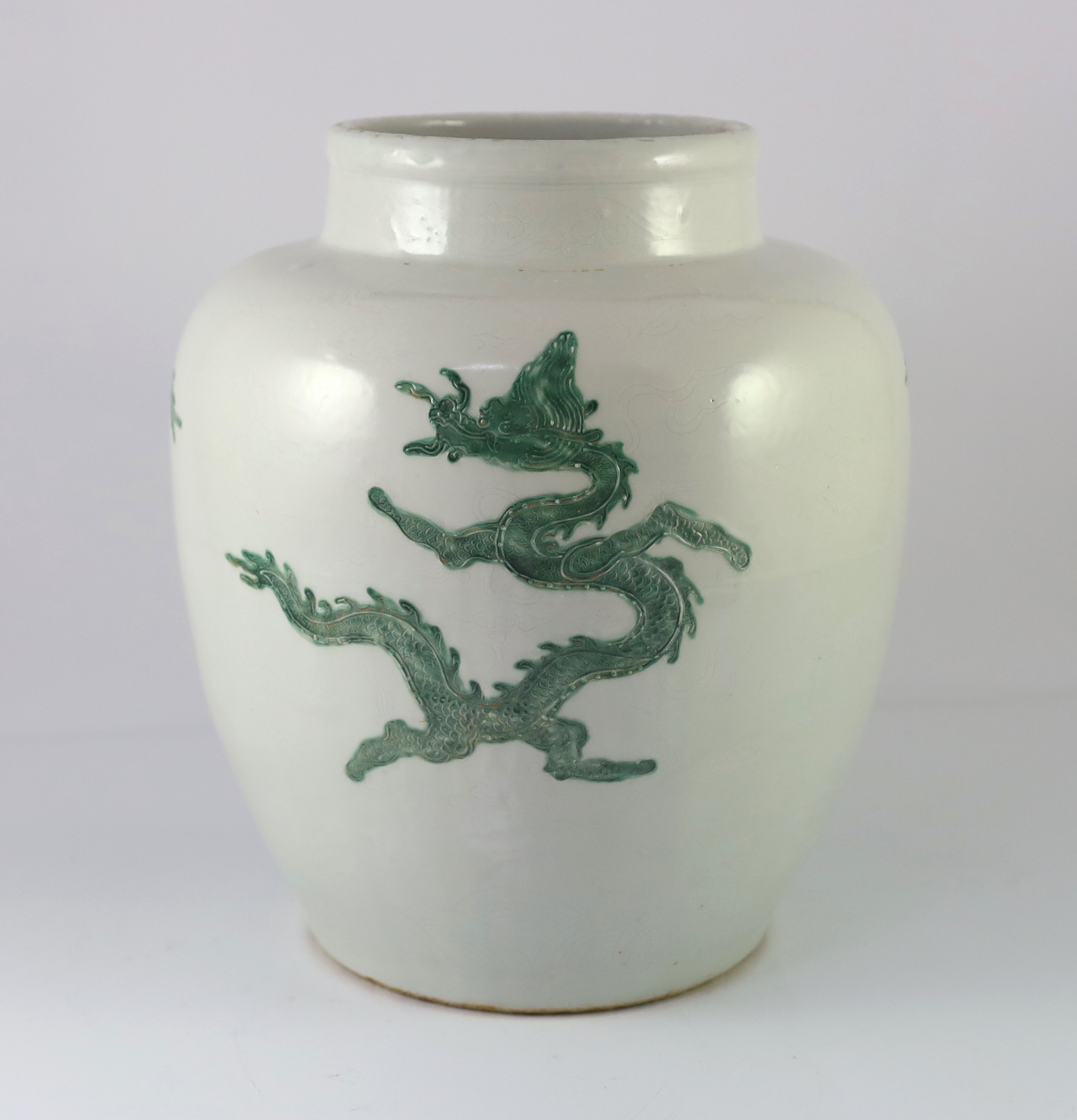 An unusual Chinese Ming style ‘dragon’ jar, 20th century